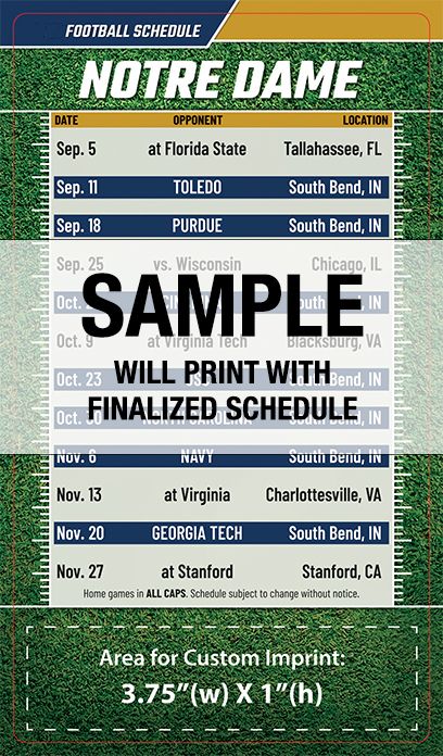 ReaMark Products: Notre Dame Full Magnet Football Schedule